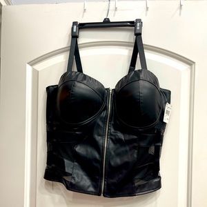 Black Leather Crop top